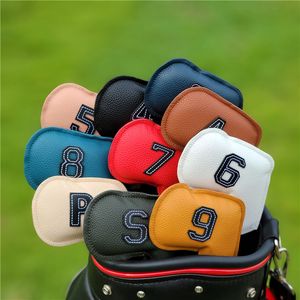 Other Golf Products 10pcsset Golf Iron Head Covers Oil Edge Factory Price Golf Club HeadCovers Wedge Club Head Covers 230625