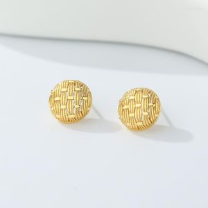 Brincos S925 Prata Pura Ear Studs Ouro Champanhe Circular Tecelagem Clipe Moda Sazonal Jóias