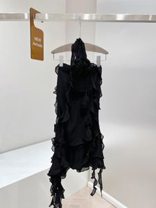 Casual Dresses 2023 Women Fashion Sleeveless Neck Ruffle Dress 0425