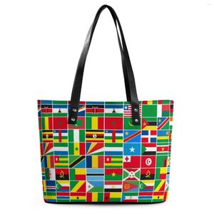 Akşam çantaları Afrika bayrakları çanta renkli baskı pu deri omuz çantası kadın bakkal tote kemer sokak kıyafeti alışveriş