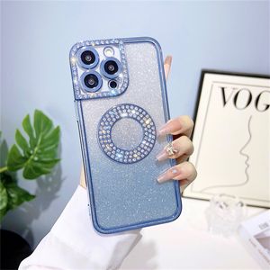 Bling Diamond Yumuşak TPU Kılıfları 15 14 Plus Pro Max 13 12 11 iPhone14 Moda Lüks Yüzük Deliği Shinny Glitter Gritent Gradient Fine Delik Metalik Kaplama Cep Telefon Kılıfı