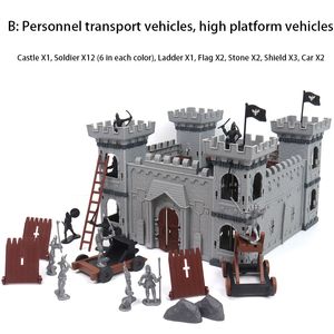 Soldado Faça você mesmo Montagem de brinquedo de montagem automática Castelo Modelo Cerco Guerra Campo de batalha Soldado antigo Conjunto de castelo pequeno 230625