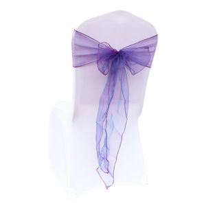 Sashes 25pc Organza Sheer Fabric Chair Sash Wedding Chair Knot Bow Decoration Hotel Party Banquet Event Decoration Chair Ribbon