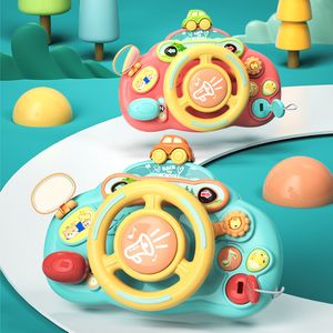 Toy Phones Cartoon Electric Simulate Driving Car Steering Wheel Baby Sounding Toys Kids Early Educational Stroller Musical 230626