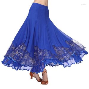 Scene Wear Lady Ballroom Waltz Flamenco Dance Kjol Elastic Waistband Big Swing Costume Women's Salsa Modern Tango Floral