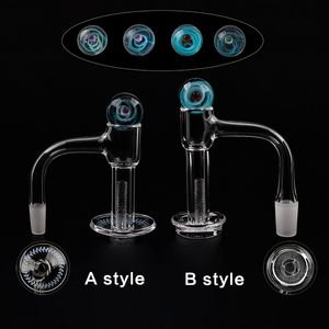 Acessórios de fumar de borda chanfrada de solda completa Terp Slurper Quartzo Banger com fundo de grade transparente Jateamento de areia oco Tampa de vidro Pilla para Dab Rigs Cachimbos de água