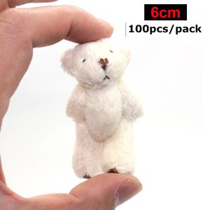 Plush Dolls 6CM 100PCS/Pack Jointed Teddy Bears Mini Ted Bears Plush Toys Wedding Gifts foot with Leather 230626