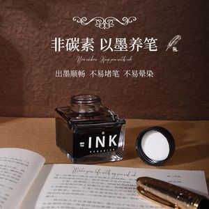 Pennor Unik design Hongdian Pen Holder 70 ml Non Carbon Ink Dye Ink Black Fountain Ink med pennställ