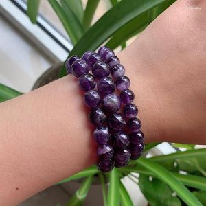Strand Reiki Healing Jewelry Natural Ametists Stone Bracelets Round Energy Quartz Purple Crystal For Women Feminino