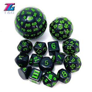 Utomhusspel Aktiviteter 15st ogenomskinlig polyhedral tärning Set D3-D100 för DNDGame RPG Brädets speltillbehör Hobbyer Holiday Present med Bag 230626