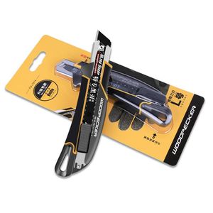 Nóż 10p Woodpecker Black Blade Utility Nóż Wysokiej jakości Ulepszone 18 mm tapety noża aluminium aluminium automatyczne zaopatrzenie