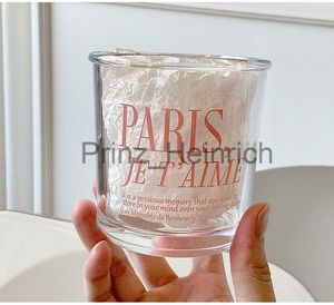 Tazze Tazza da caffè in vetro di grande capacità Cold Brew Iced Latte Mug Home Pink Letters Stile coreano J230627