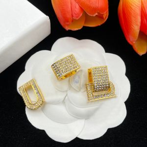 Luxus-Marken-Designer-Ohrringe für Frauen mit vollem Strassstein und glänzenden Akzenten, abnehmbare Buchstaben, goldfarbener, edler Ohrstecker-Schmuck
