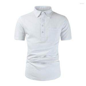 Männer Casual Hemden Männer 2023 Sommer männer Revers Kurzarm Lose Button-Down-Hemd Weiß Blau Baumwolle Einfarbig Polo für Männer