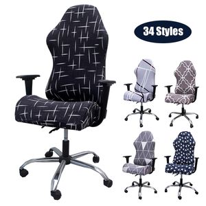 Stolskydd Stretch Printed Game Chain Cover för Office Internet Cafe Decor Computer Armest Gaming Chair Covers Simple Fabric Seat Case 230627