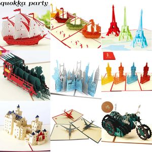 Greeting Cards 3D Pop Up Birthday Cards Laser Cut Invitations Cards World Architecture Business Card Boy Gifts Greeting Card Tourist Postcard
