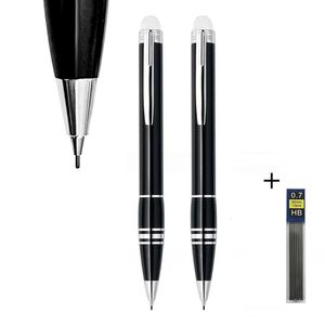 Lápis MLS MB Lápis mecânicos Luxury Star Wak Black Resin Office Office Stationery Writing Smooth com número de série e recarga