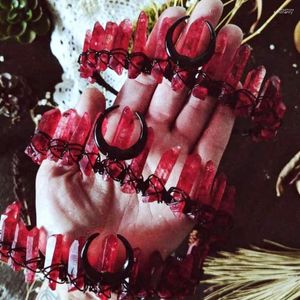 Hårklipp Crystal Crown Natural White Plated Red Black Moon Band Tiaras Wiccan Festival Party Wedding Woman Gifts