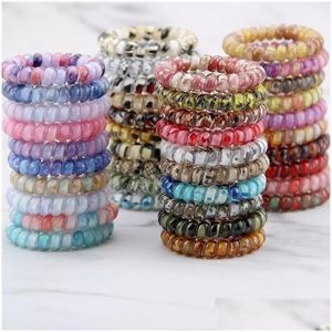 Hair Accessories Telephone Wire Ring Cord Gum Tie Snake Print Elastic Girls Bands Rubber Ropes Bracelet Stretchy Drop Delivery Baby Dhgdo