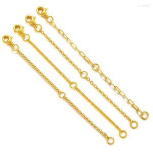 Chains Pure Solid 999 24K Yellow Gold Extended Chain O Cable Connector For Bracelet Necklace 6cm 2.4in L