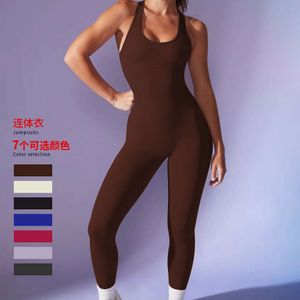 Nya byxor i ett stycke Kvinnor i ett stycke yogasträkt ärmlös fitness kostym som kör sportkläder stretch tight yoga