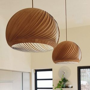 Pendant Lamps LED Wooden Restaurant Chandelier Living Bedroom Homestay Tea Room Lamp Creative Personalized Dining Table Light