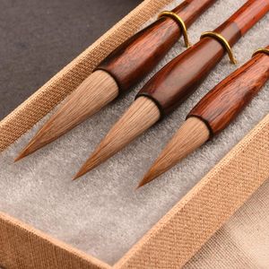 Brushes Calligraphy Brush Chinese Rosewood Pen Holder Wolf Hair Brush Kaishu Weasel Calligraphy Painting Regular Script Writing Brush