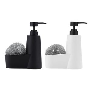 Dispensers Soap Dispenser med Steel Sponge Scrubber Sponge Steel Wire Ball Rack Multifunktion Kök Badrum Rengöringsverktyg Expektiv