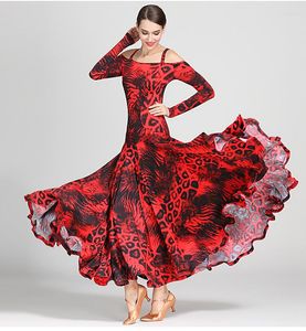 Stage Wear Modern Dance Women Ballroom Training Skirt Waltz Rumba Tango Performance Suit Print Dress Full skirt