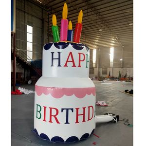 giant inflatable happy birthday cake model for party decoration outdoor event with 3 Meters tall oxford or pvc material