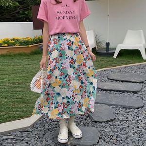 Юбки Летняя женская винтажная юбка средней длины с высокой талией и цветочным принтом 230627