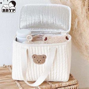 Sacos de fraldas bordados fofo urso bolsa mamãe multifuncional bolsa infantil sair mensageiro um ombro bolsa mãe manter o pacote de armazenamento a frio 230626