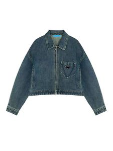 Womens Triangle Jackets Denim Coat Wash Blue Designer Womens Button Letters Triangle Shirts Woman Designer Fashion Jackets For Woman 2135