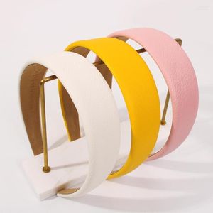 Hair Clips Solid Colors PU Leather Headband For Women Colorful Smooth Faux Leathers Wide Side Bands Headwear Trendy Jewelry