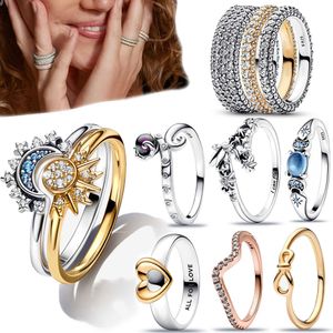 925 Sterling Silver Girl Blue Headdress Women's Silver Finger Ring DIY Silver Jewelry Fashion Accessories Gift Free Delivery