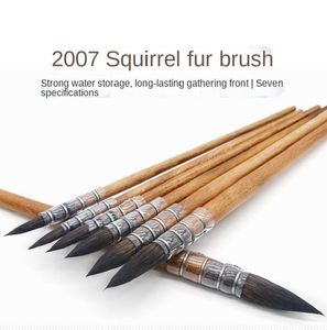 Pennor Squirrel Hair Watercolor Brush Handgjorda runda huvudloggpolar Gouache Akryl Oil Målning Ritning Borstar Art Paint Brush