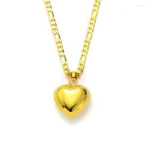 Pendant Necklaces Womens Glaze Heart 14k Solid Yellow Gold GF Italian Figaro Link Chain Necklace 600 3 MmPendant