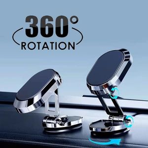 Metal Magnetic Car Mobile Phone Holder Folding Magnet Cell Phone Metal Stand GPS Support for IPhone Xiaomi 360° Rotatable Mount