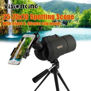 Telescope Binoculars VisionKing 25-75x70 Spotting Scope Zoom Professional Hunting Birdwatching Monocular Tescope with Phone Holder Camping Supplies HKD230627