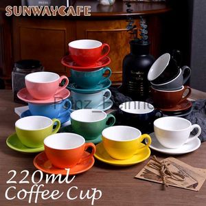Tassen 220 ml hochwertige Keramik-Kaffeetassen Kaffeetassen-Set Einfache europäische Tasse Cappuccino-Blumentassen Latte J230627