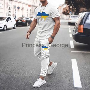 Männer Trainingsanzüge Ukraine Stil Männer Sommer Anzüge T-shirt Hosen 2 Stück Jersey 3D Druck Lose Beiläufige Kurzarm Frau Sportswear kleidung x0627