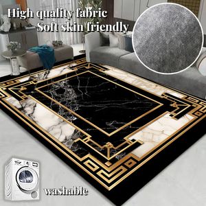 Carpet Modern Black Gold Carpets Living Room Sofas Luxury Large Area Rugs 140x200cm Home Decor Bedroom Wawshable Floor Mats Non-slip 230627