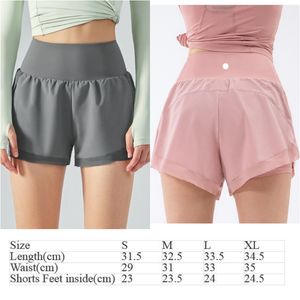 LU-DS113 Completi da yoga da donna a vita alta Abbigliamento sportivo Cheerleaders Pantaloncini Esercizio Fitness Abbigliamento da palestra Pantaloni corti Ragazze che corrono Elastico Prevenire Guardaroba Culotte