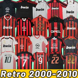 القمصان الرجعية المنزل Gullit Soccer Jerseys Maldini Van Basten Football Kaka Inzaghi Pirlo Shevchenko Baggio Milan Ibrahimovic 00 02 03 04 05 06 07 09 10 2006 2007 2007 09 09