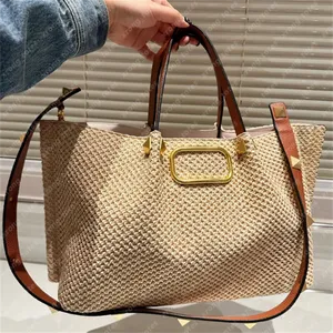 2023 Wicker Designer Beach Bag Panier Womens Tote Knitting Borse a tracolla Designer Luxurys Bucket Crossbody Vintage Borsa di paglia Borse TOP