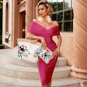 ADYCE Summer Off Shoulder Bandage Dress Women Sexy Manga Curta Midi Bodycon Club Celebrity Evening Runway Party 210611