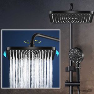 Bathroom Shower Heads Black Rainfall Shower Head High Pressure Rainfall Showerhead Bathroom Faucet Replacement Parts Home Hotel Shower Accessories R230627