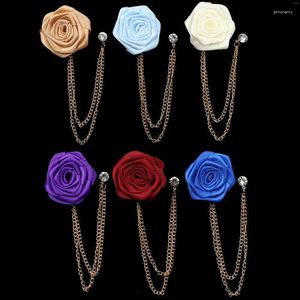 Brooches Mens Suit Tassel Brooch Cloth Art Hand-made Rose Flower Retro Pins Shirt Jewelry For Wedding Party Bridegroom Accessories