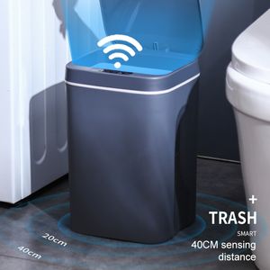 Pojemniki na śmieci Automatyczne czujnik śmieci Elektryczne Waterproof Waterproof Wastbasket 12-16L Smart Trash Can na kuchnię w łazience Recykling THASH 230627