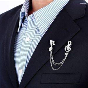 Brooches Music Notes Rhinestone Brooch Pins Suit Unisex Men Women Boutonniere Collar Lapel Enamel Pin Accessories